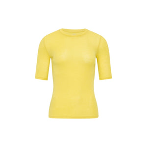 Wool-Blend Fitted Short-Sleeve Crew-Neck Top