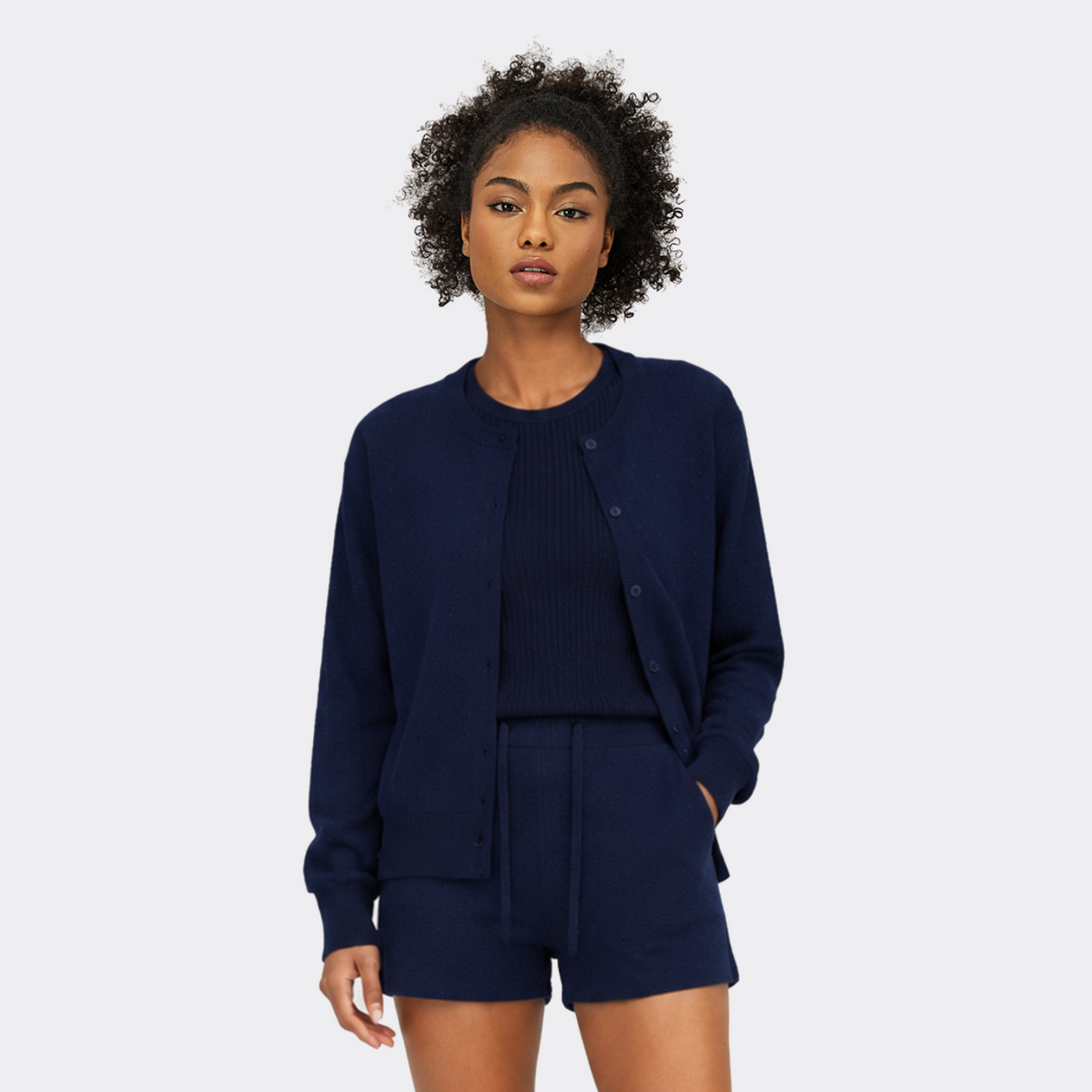 Ribbed Knit Cardigan & Tank Two-Piece Set