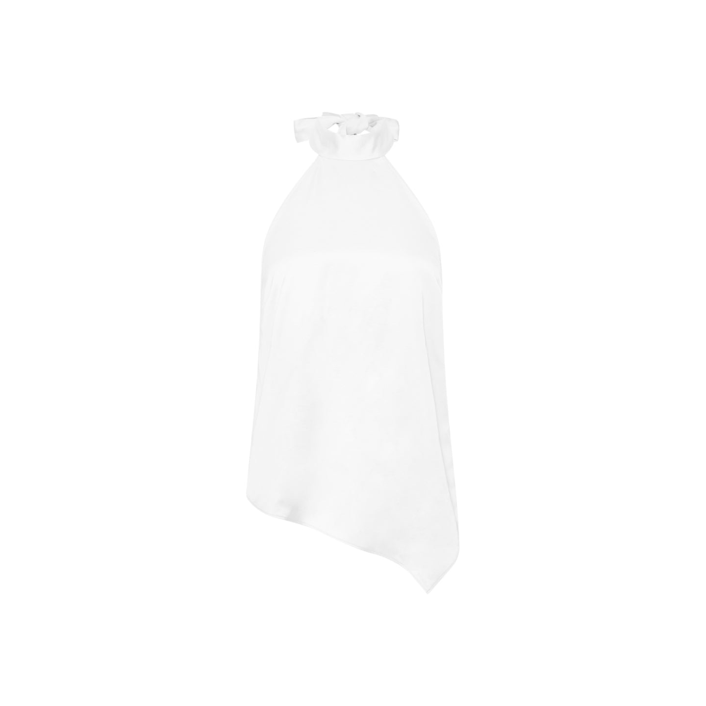 Linen-Satin Asymmetric Halter Top