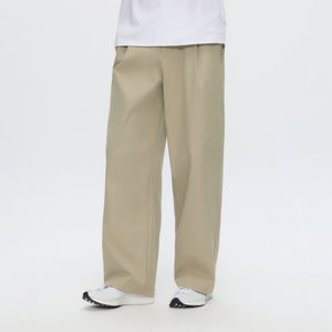 Water-Repellent Cotton-Feel Pleated Trousers