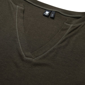 Tencel-Wool V-Neck Long-Sleeve Top