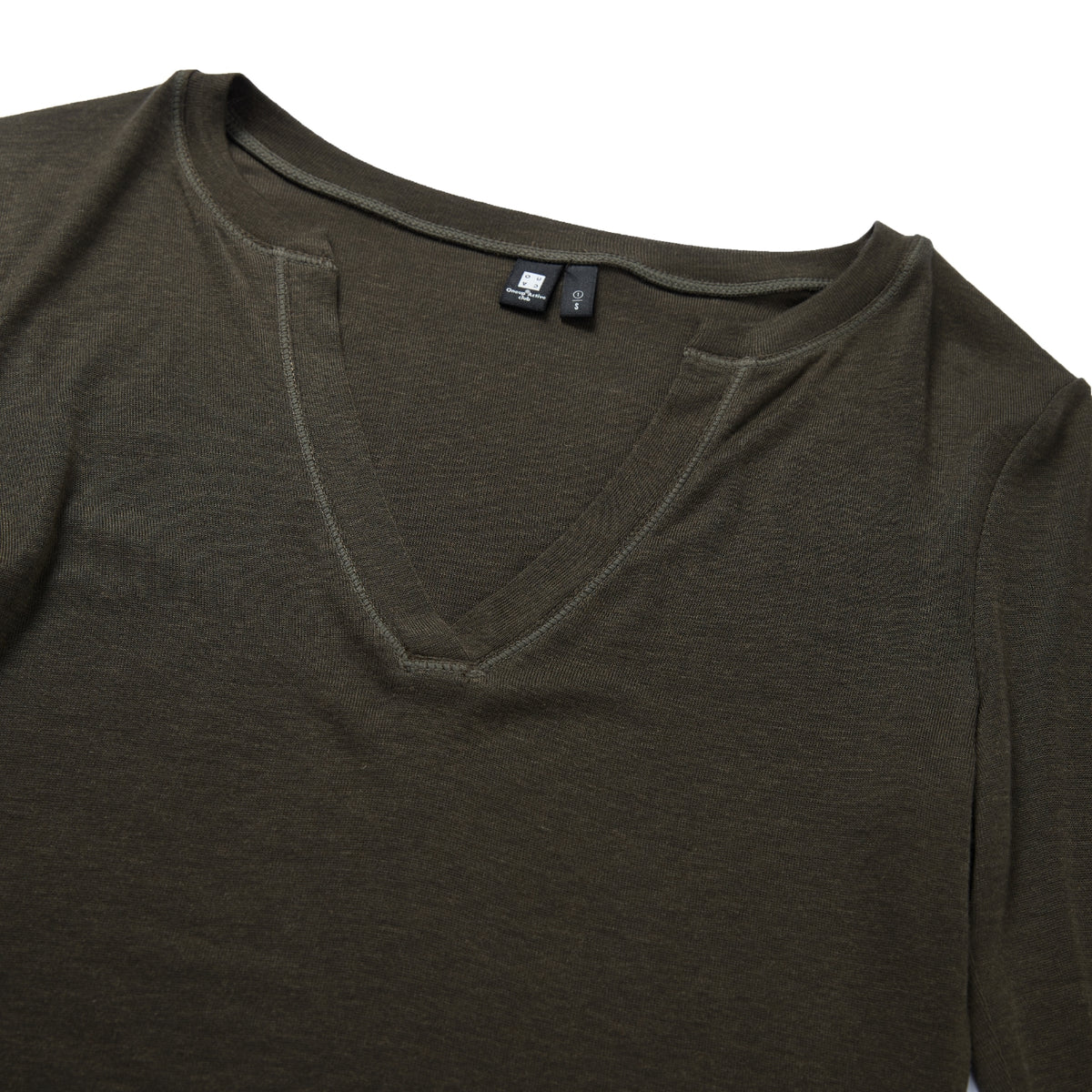 Tencel-Wool V-Neck Long-Sleeve Top