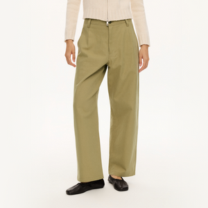 Cotton-Lyocell-Linen Twill Pleated Pants