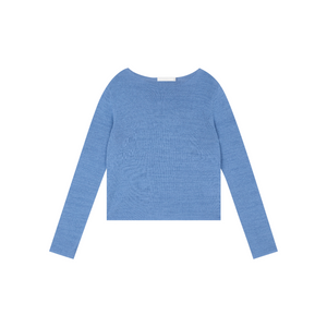 Rolled-Edge Linen Relaxed-Fit Knit Long-Sleeve Top
