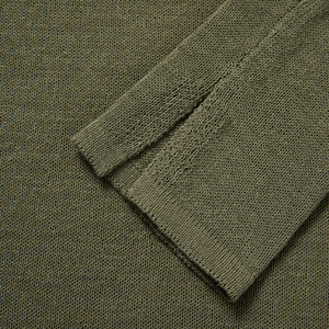Rolled-Edge Linen Relaxed-Fit Knit Long-Sleeve Top