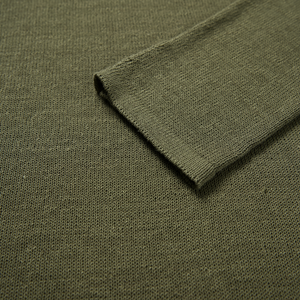 Rolled-Edge Linen Relaxed-Fit Knit Long-Sleeve Top