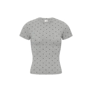 Polka Dot Print Fitted Short-Sleeve Shirt