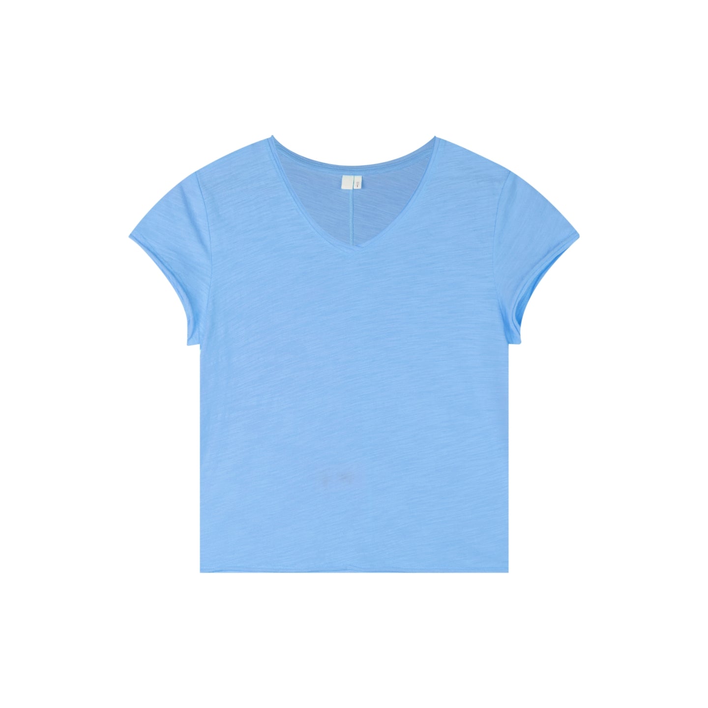 Slub Cotton Raw-Edge V-Neck Top