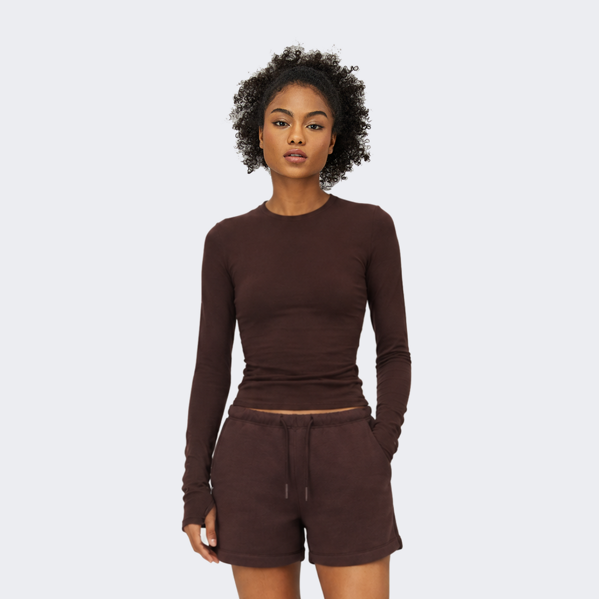 Fitted Crew-Neck Long-Sleeve Top