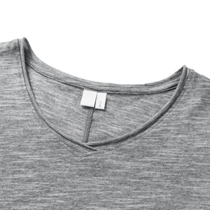Slub Cotton Raw-Edge V-Neck Top