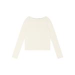 Rolled-Edge Linen Relaxed-Fit Knit Long-Sleeve Top
