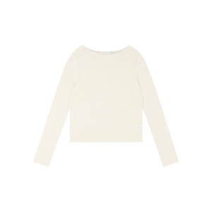 Rolled-Edge Linen Relaxed-Fit Knit Long-Sleeve Top