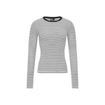 Tencel-Wool Multicolor Striped Long-Sleeve Top