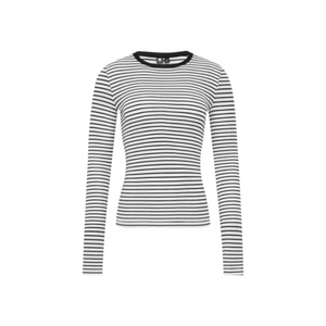 Tencel-Wool Multicolor Striped Long-Sleeve Top