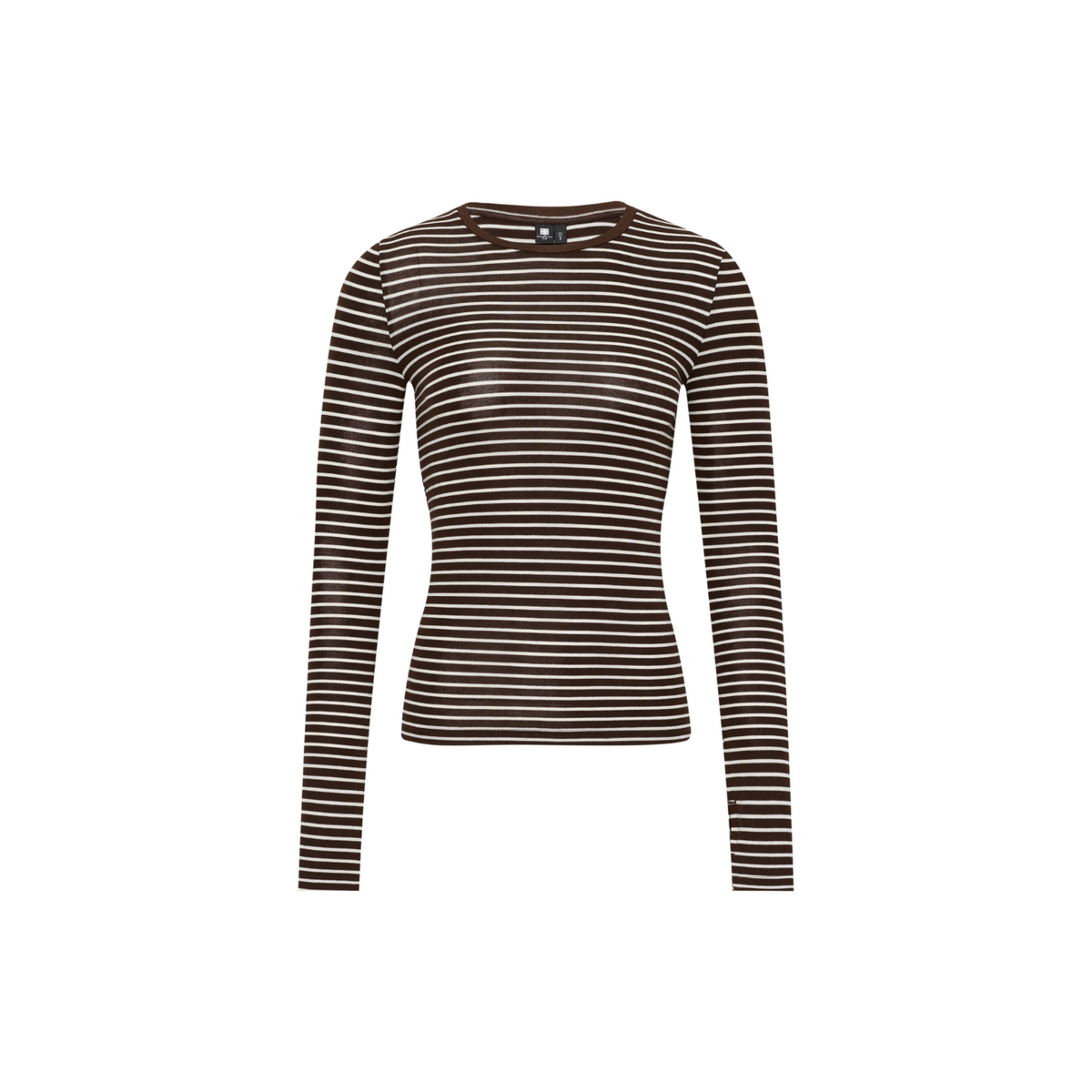 Tencel-Wool Multicolor Striped Long-Sleeve Top