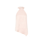 Linen-Satin Asymmetric Halter Top