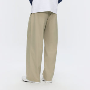 Water-Repellent Cotton-Feel Pleated Trousers