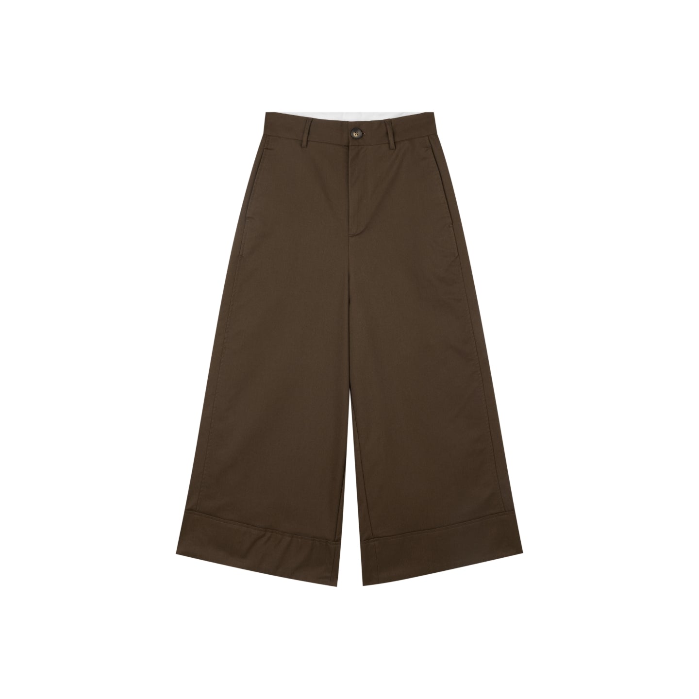 Cuffed Wide-Leg Cropped Trousers