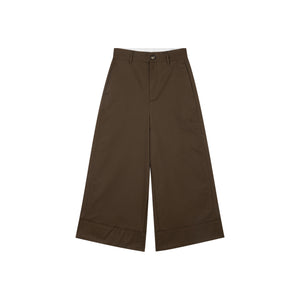 Cuffed Wide-Leg Cropped Trousers