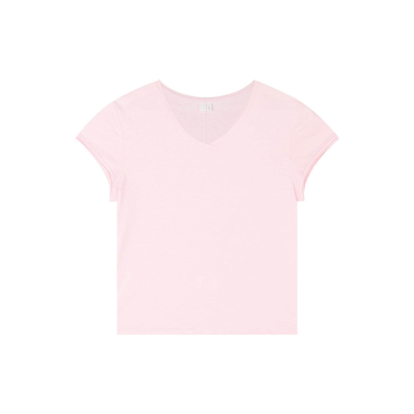Slub Cotton Raw-Edge V-Neck Top