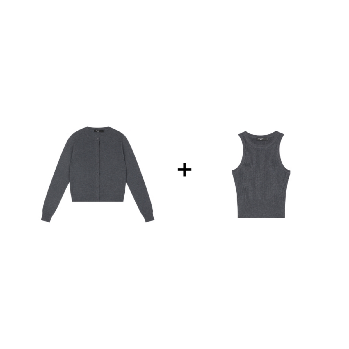 Ribbed Knit Cardigan & Tank Two-Piece Set