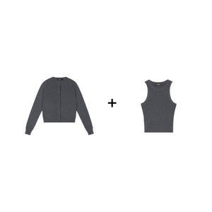 Ribbed Knit Cardigan & Tank Two-Piece Set