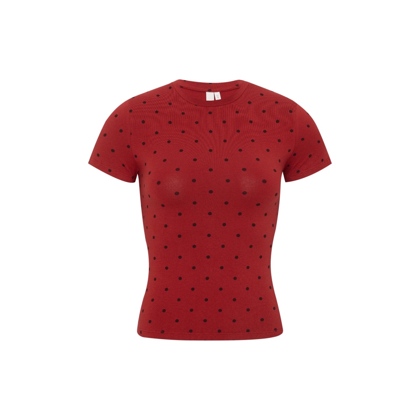 Polka Dot Print Fitted Short-Sleeve Shirt