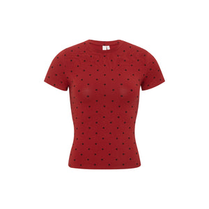 Polka Dot Print Fitted Short-Sleeve Shirt