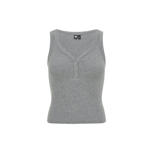 Slub Henley V-Neck Tank Top