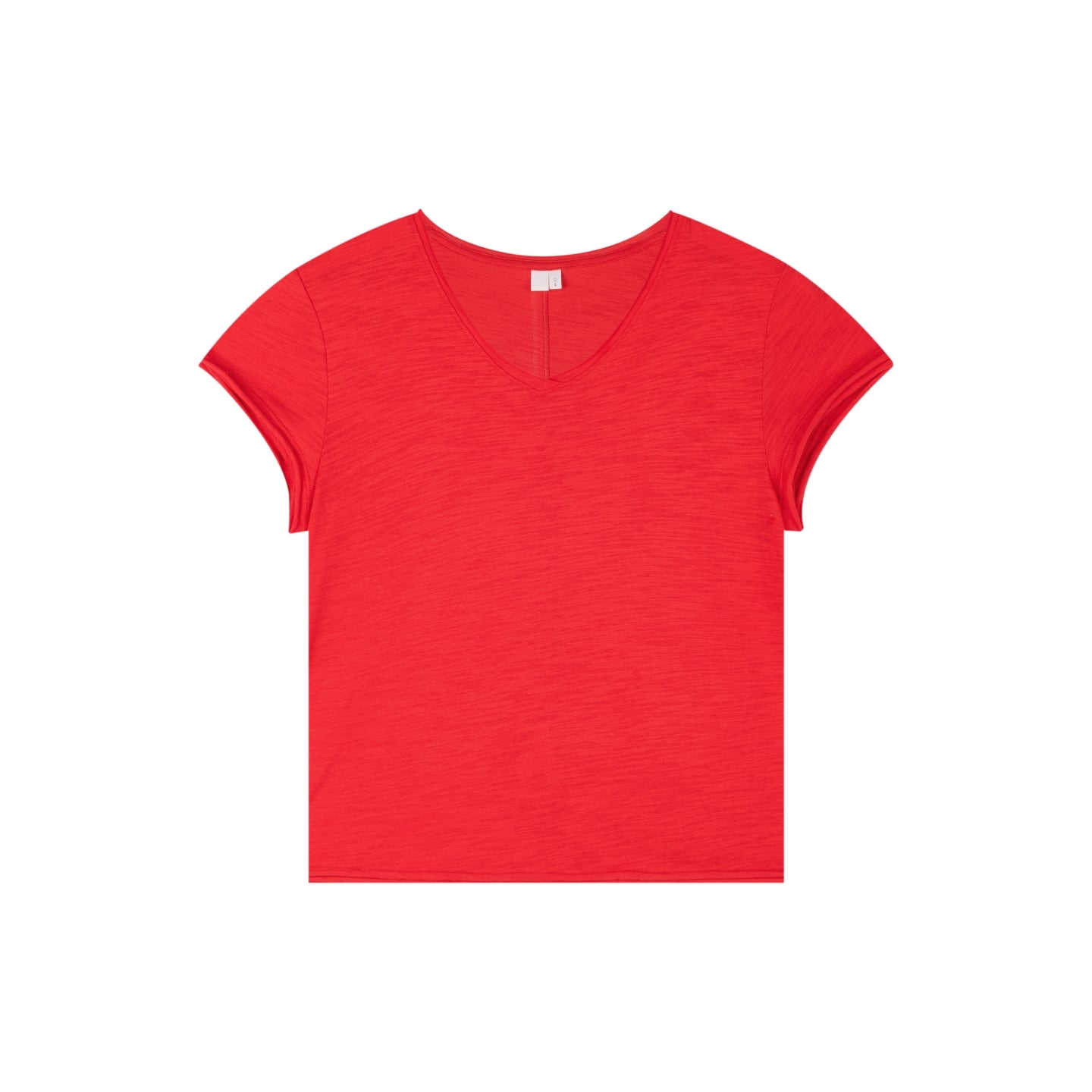 Slub Cotton Raw-Edge V-Neck Top