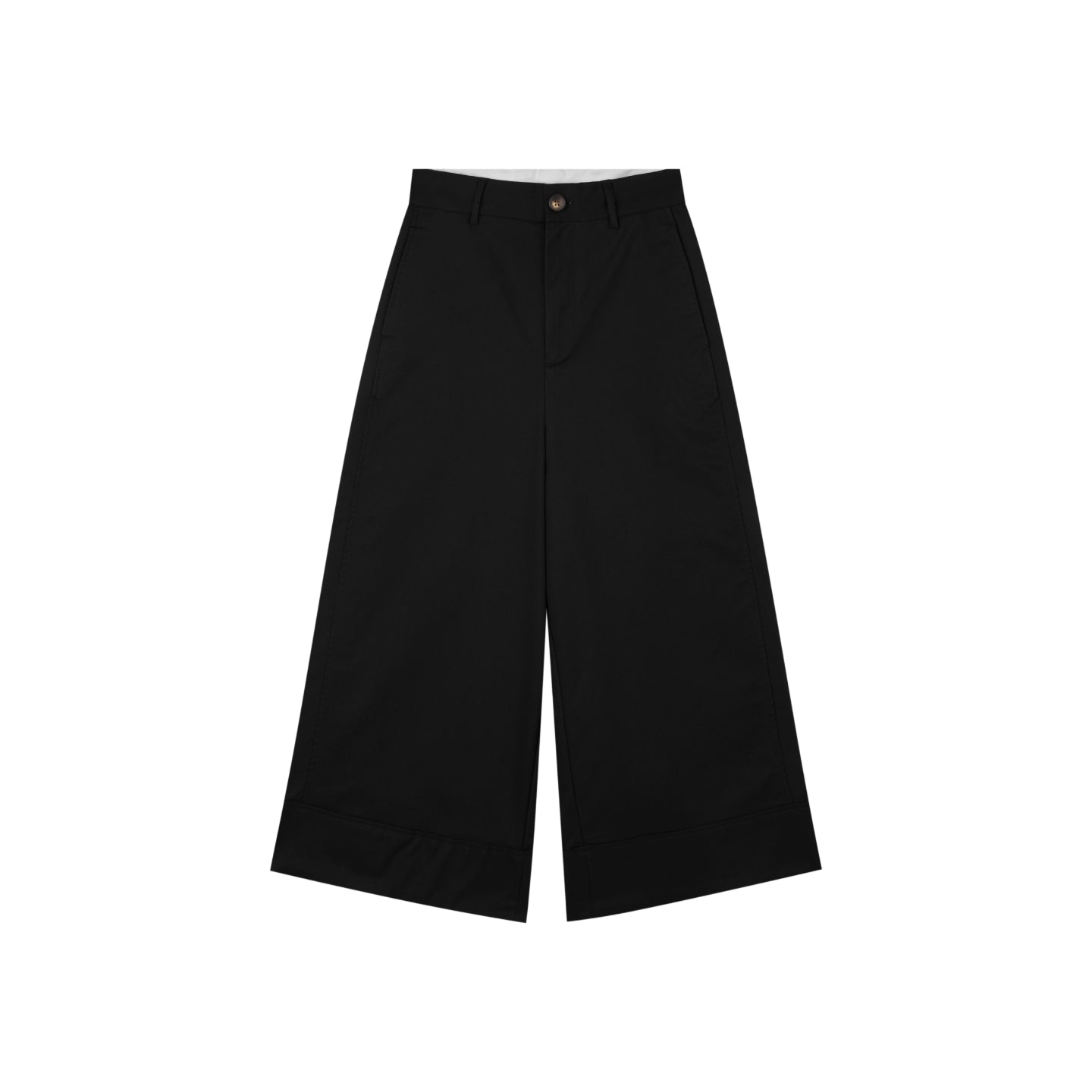 Cuffed Wide-Leg Cropped Trousers
