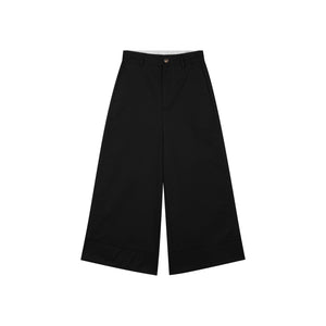 Cuffed Wide-Leg Cropped Trousers