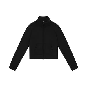 Cropped Fleece Quarter-Zip Stand-Collar Sweatshirt