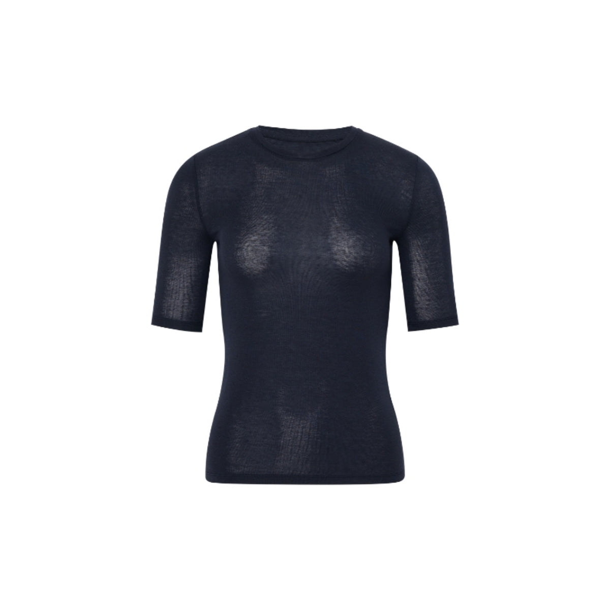 Wool-Blend Fitted Short-Sleeve Crew-Neck Top