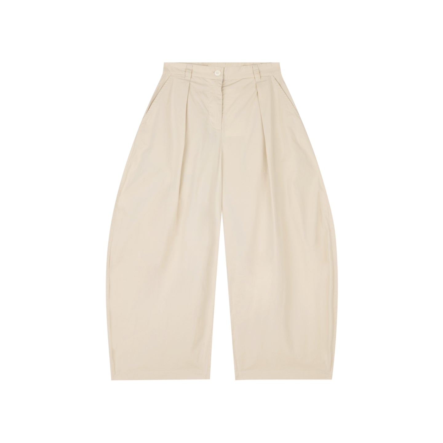 Lightweight Pleated Wide-Leg Cropped Pants