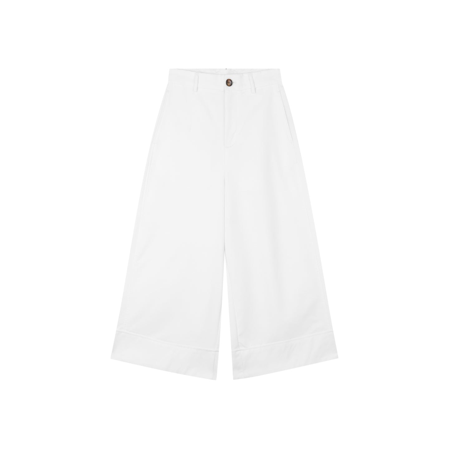Cuffed Wide-Leg Cropped Trousers