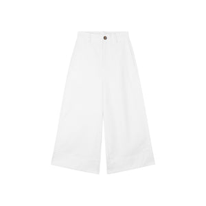 Cuffed Wide-Leg Cropped Trousers
