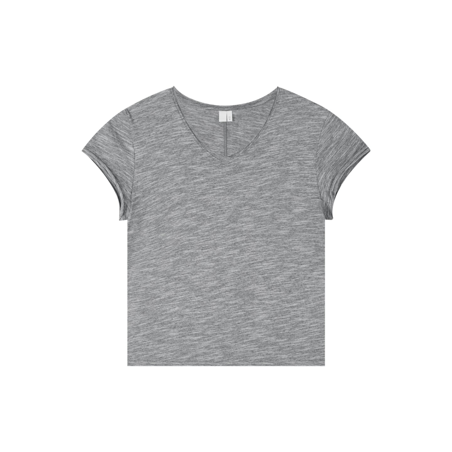 Slub Cotton Raw-Edge V-Neck Top