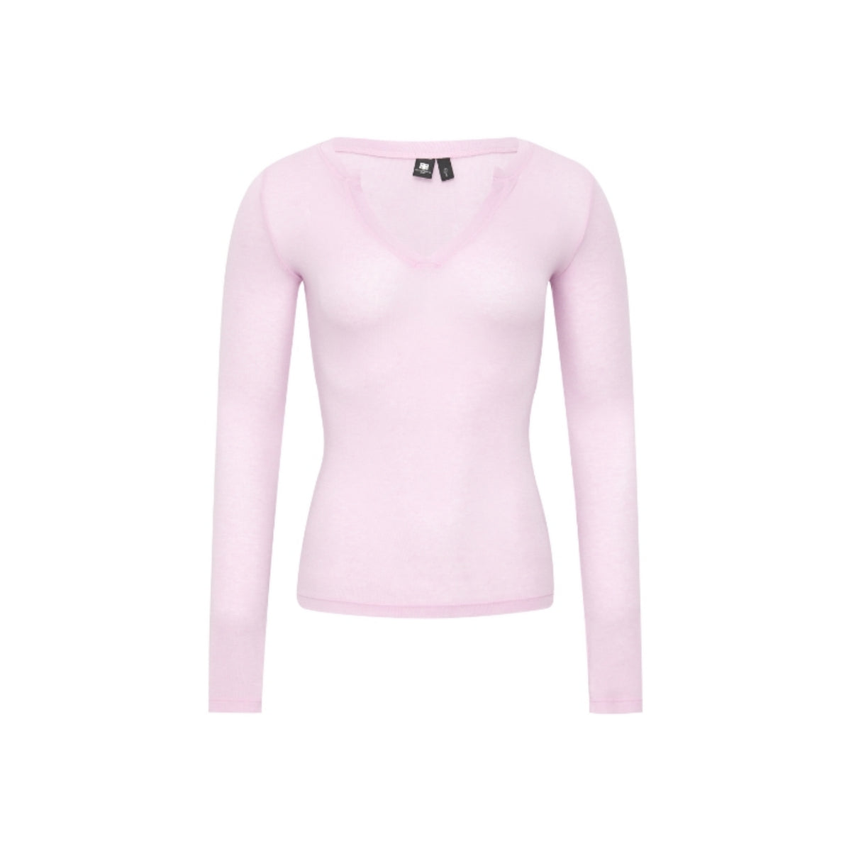 Tencel-Wool V-Neck Long-Sleeve Top