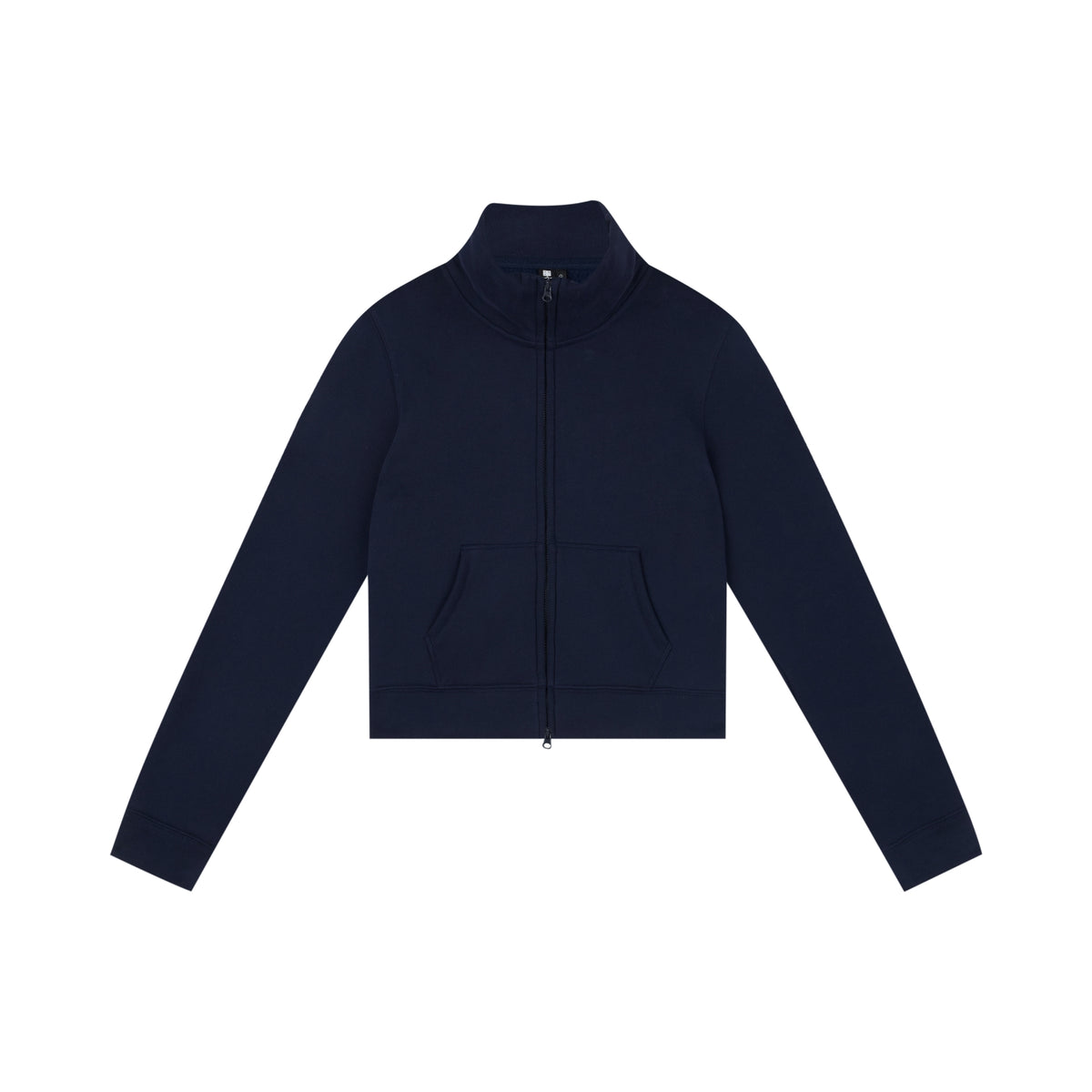 Cropped Fleece Quarter-Zip Stand-Collar Sweatshirt