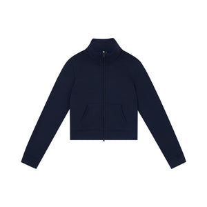 Cropped Fleece Quarter-Zip Stand-Collar Sweatshirt