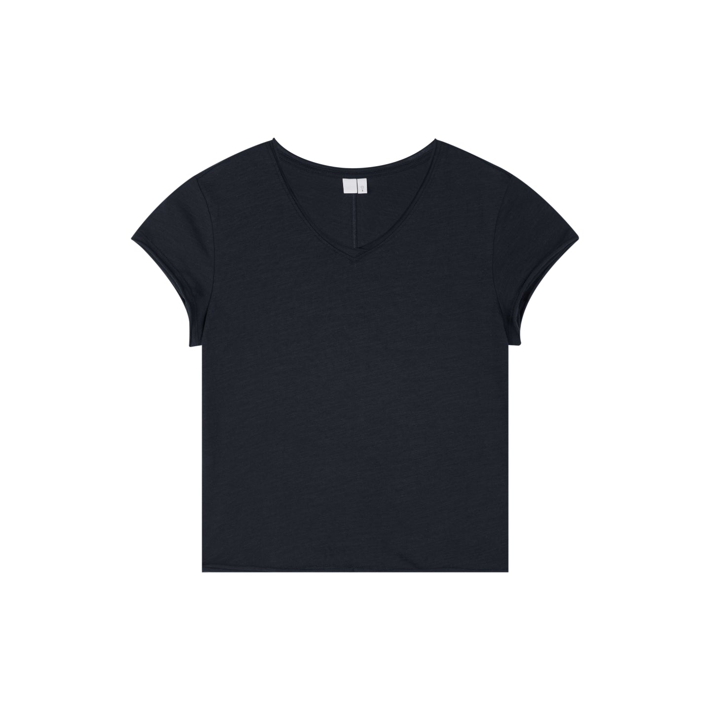 Slub Cotton Raw-Edge V-Neck Top