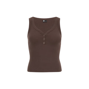 Slub Henley V-Neck Tank Top