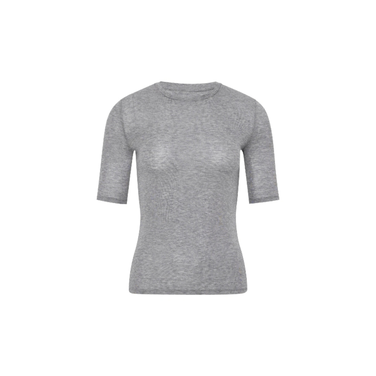 Wool-Blend Fitted Short-Sleeve Crew-Neck Top