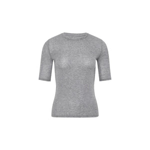 Wool-Blend Fitted Short-Sleeve Crew-Neck Top