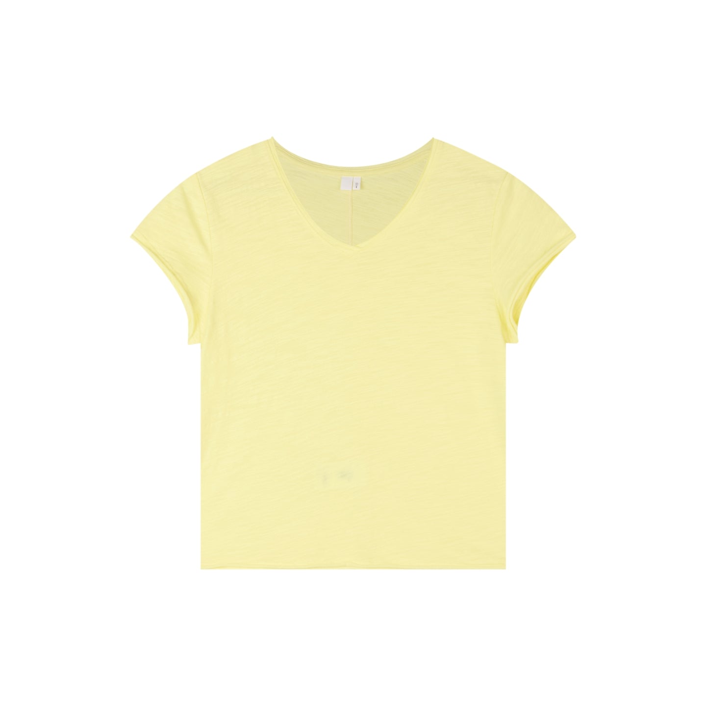 Slub Cotton Raw-Edge V-Neck Top