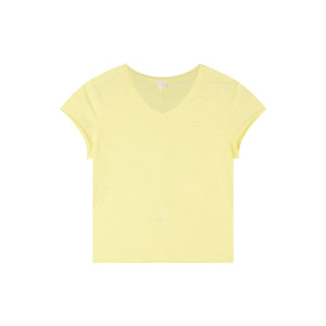 Slub Cotton Raw-Edge V-Neck Top