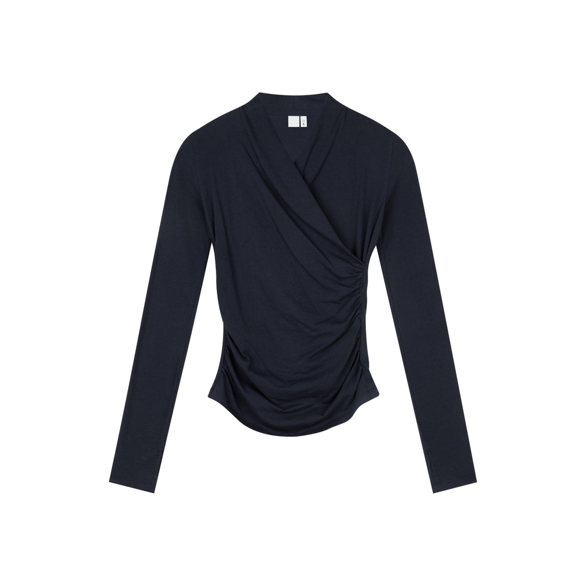 Ruched Wrap Long-Sleeve Top