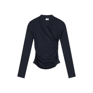 Ruched Wrap Long-Sleeve Top