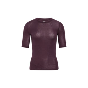 Wool-Blend Fitted Short-Sleeve Crew-Neck Top